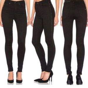 Rag & Bone Dive Studded High Waist Skinny Jeans 25 Black